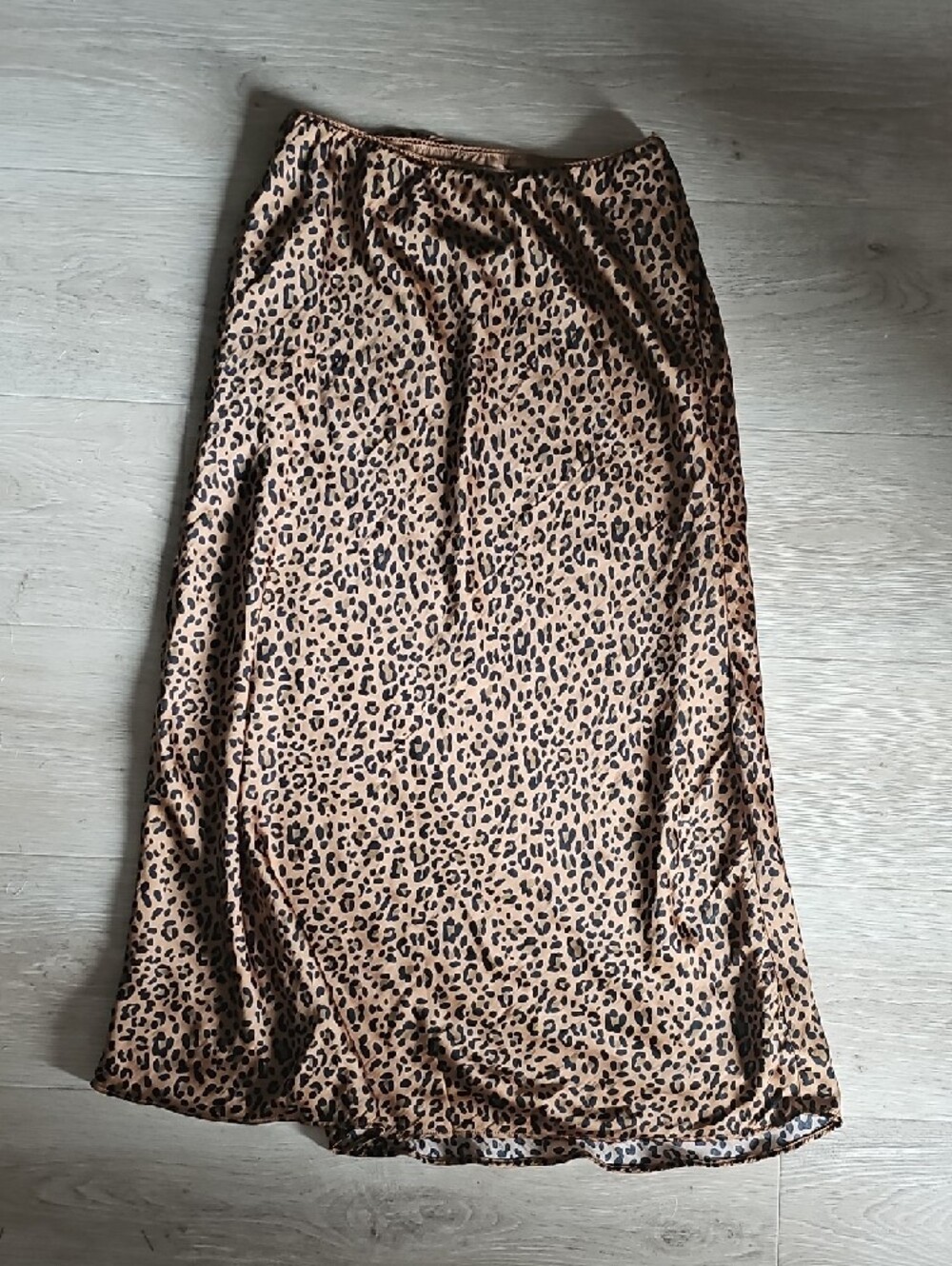 American Eagle Leopard-Print Satin Midi Skirt - Brown/Tan - Picture 3 of 5